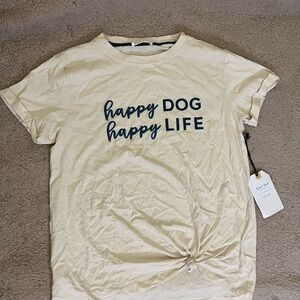 Sweet Soul Cream Dog Lover T-Shirt Happy Dog Happy Life Size Medium NWT